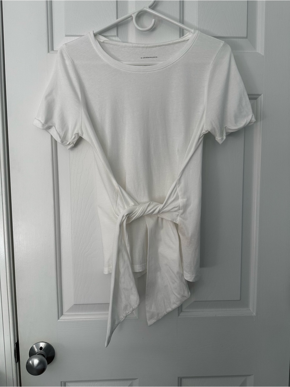 Anthropologie Toe Front White T-Shirt Short Sleeve Top Cotton Sz S